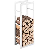 Los mejores  - [en.casa] Soporte para leña 40 x 100 x 25 cm Estante de leña Acero Blanco